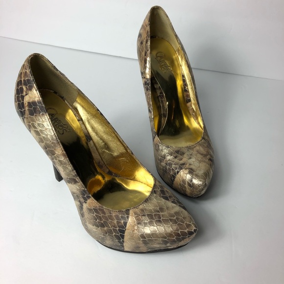 Carlos Santana Faux Snakeskin Stilettos Heels - Picture 1 of 8